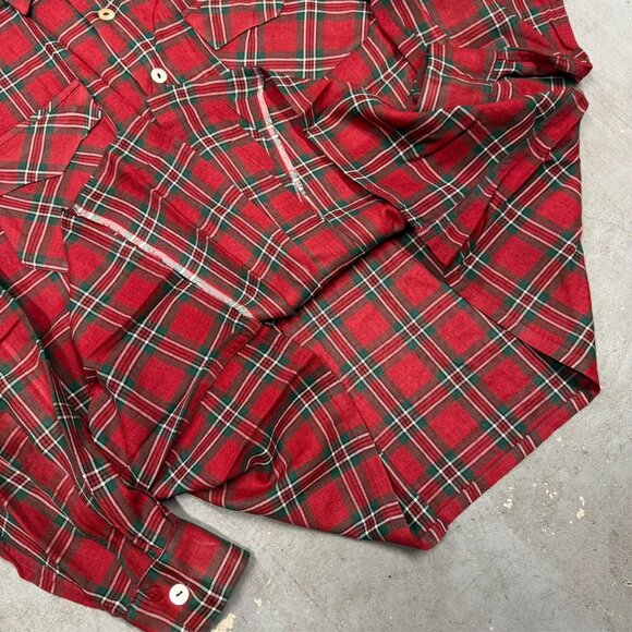 Tootal Flannel by Lipson Red Plaid Button Up Shirt Long Sleeve Medium - Picture 7 of 7